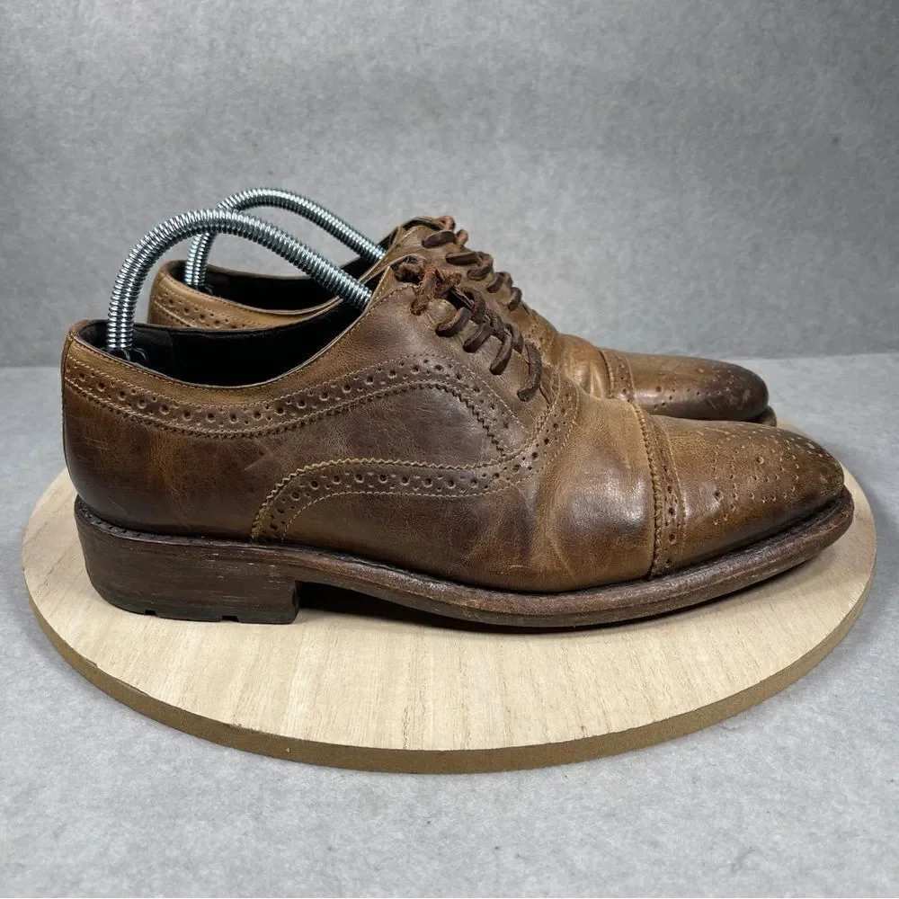 FREEBIRD Mens Steven George Brown Brogue Leather Oxford Wingtip Shoes Size 9